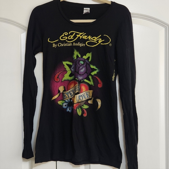 Vintage Ed Hardy Black Long Sleeve Shirt Eternal Love - Picture 3 of 3